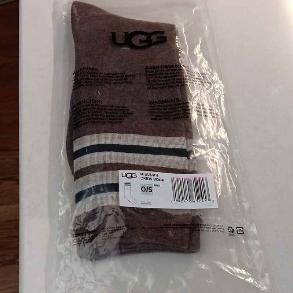 UGG Men's Meluan Striped Crew Socks rich brown O/S New
